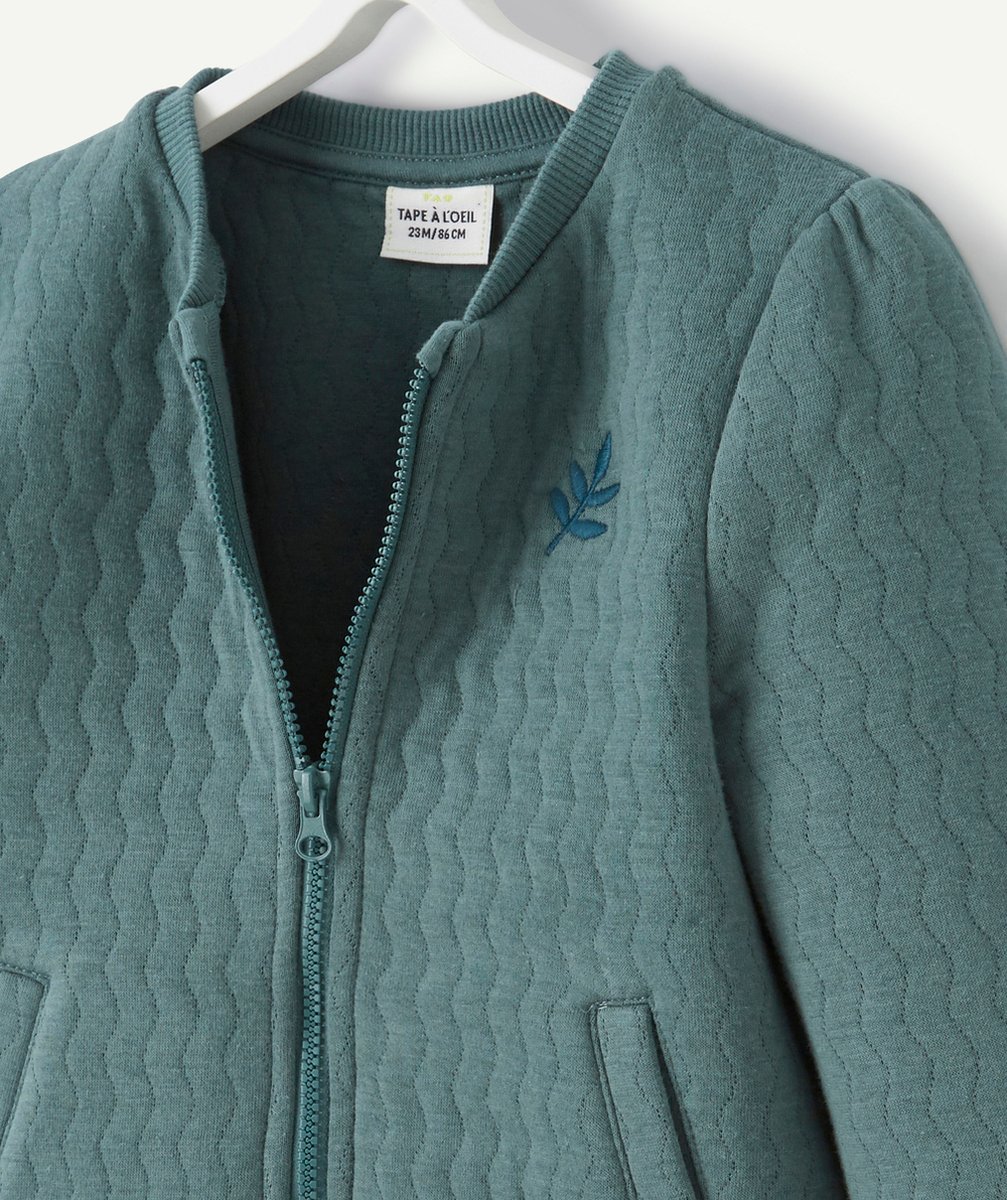 GILET BÉBÉ FILLE VERT CYAN REMBOURRÉ AVEC DÉTAILS