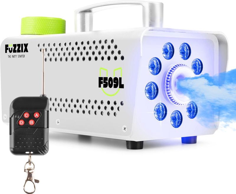 Rookmachine met ingebouwd lichteffect - Fuzzix F509L - 500 Watt rookmachine met draadloze afstandsbediening - wit
