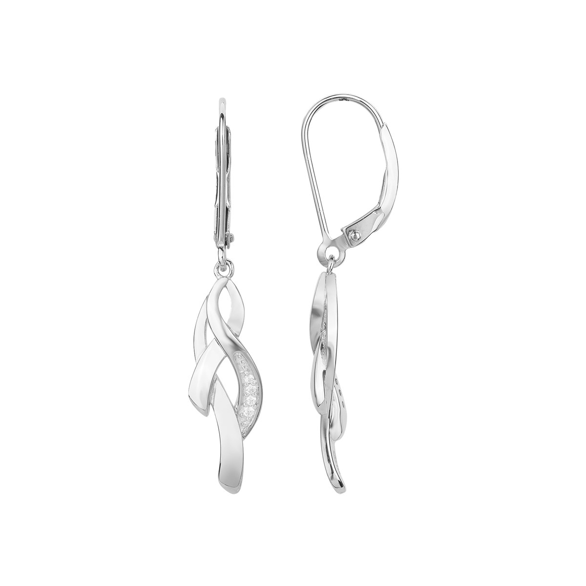 Boucles d'oreilles pendantes en Argent avec oxyde de zirconium blanc