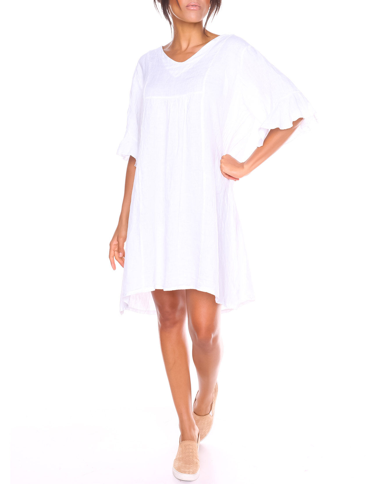 La Bohème Robe 100% Lin Louna blanche