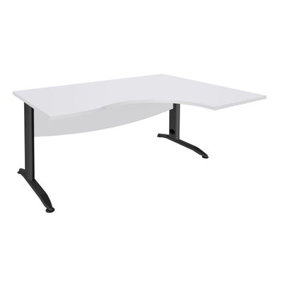 Bureau compact à droite IDRA - L180 cm - Pieds anthracite - plateau Blanc perle (Pieds de renfort obligatoire à rajouter - non inclus)