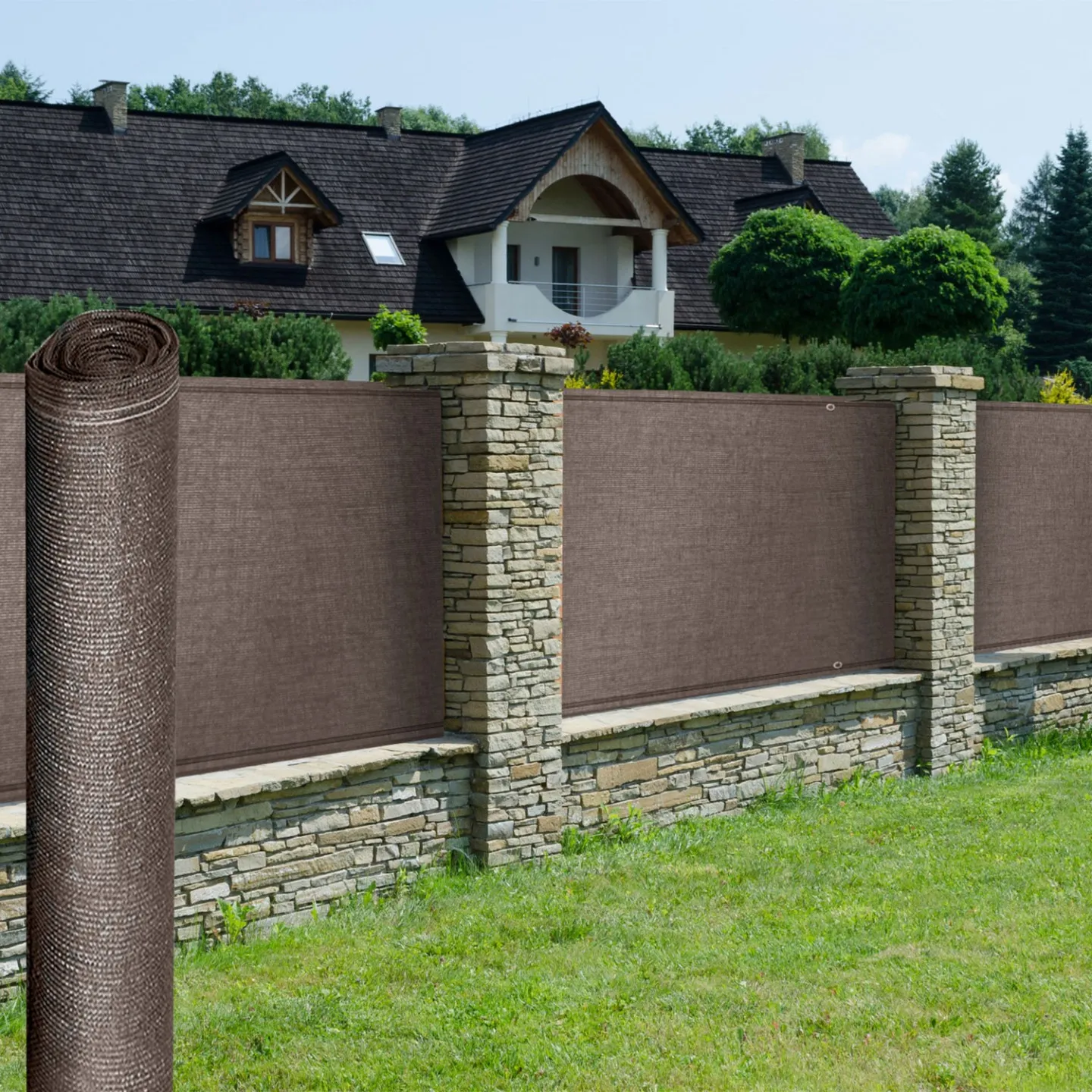 Brise vue renforcé 1,8 x 10 M taupe 220 gr/m² luxe PRO