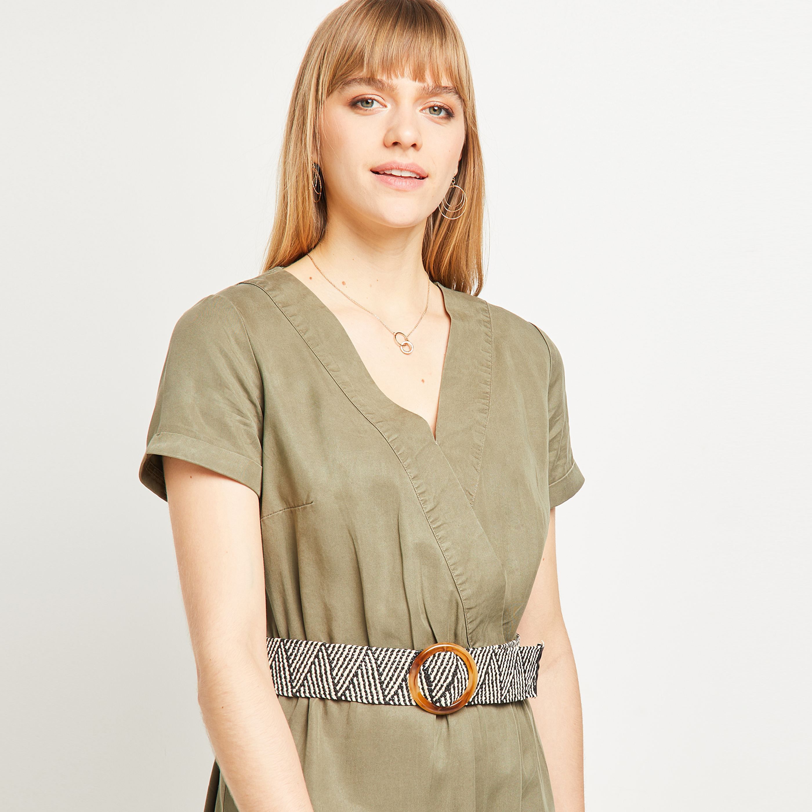 Robe ceinturée femme - KAKI