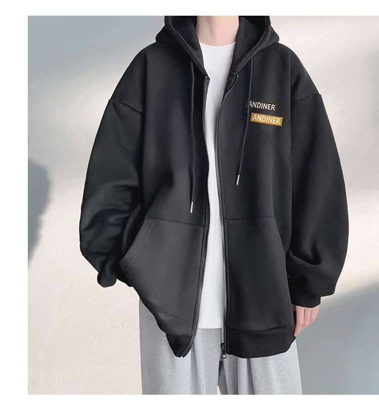 FOEV - Oversized hoodie met rits en tekstprint
