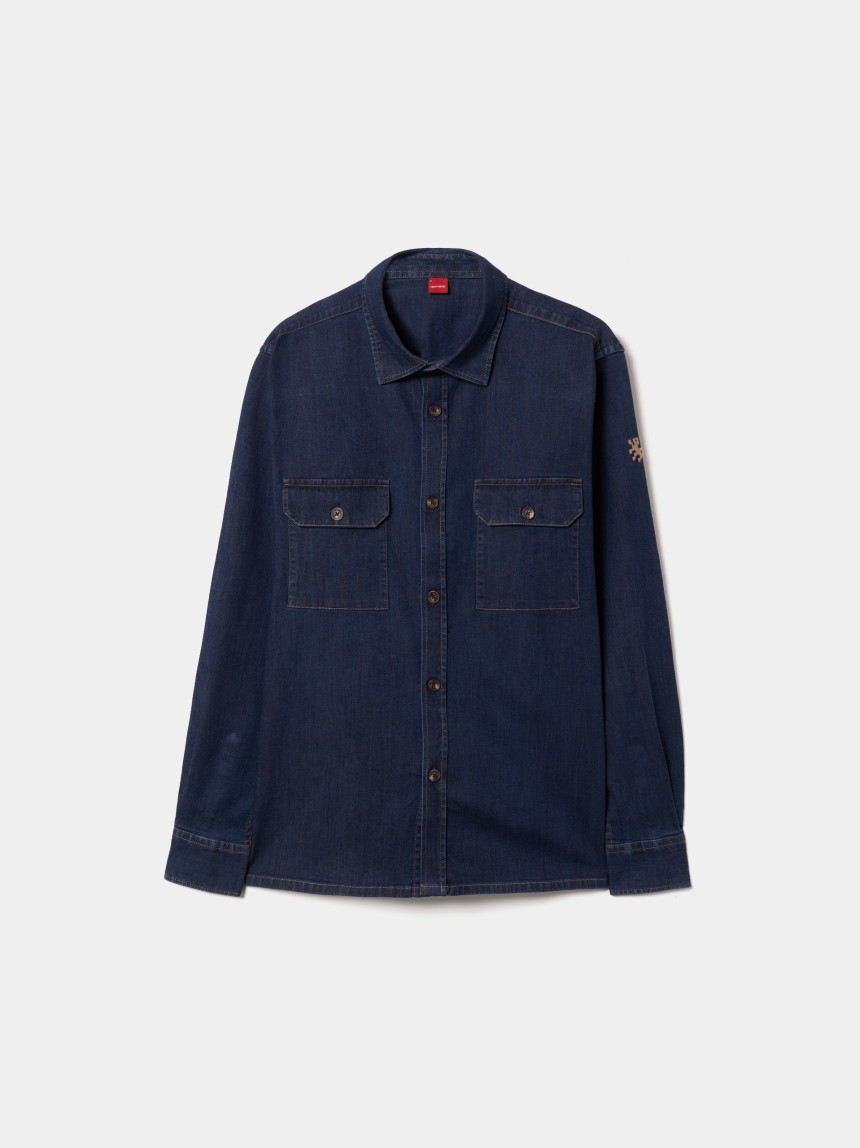 Sobrecamisa denim com bolsos