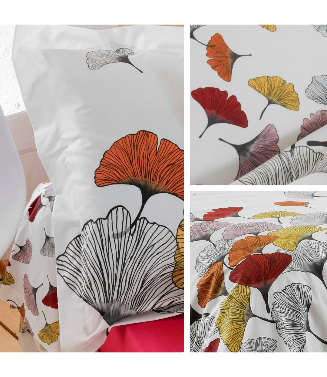 Drap plat 280x325 cm Percale pur coton GINKGO Rose