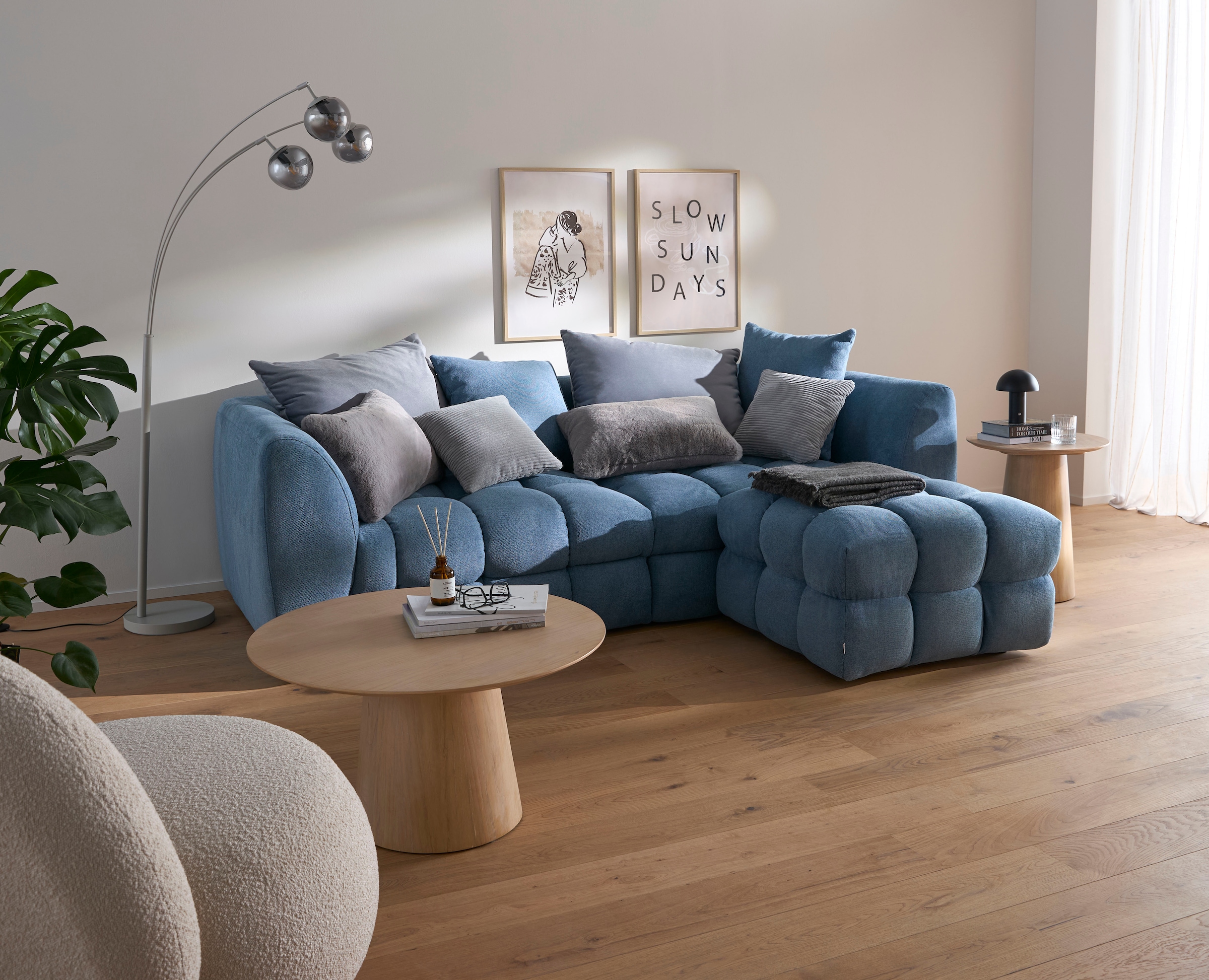 s.Oliver Polsterhocker »COBBO Sitzhocker Bubble-Optik, Masse B/T/H: 80/80/48 cm« passend zum Sofa, moderne Steppung und hoher Sitzkomfort