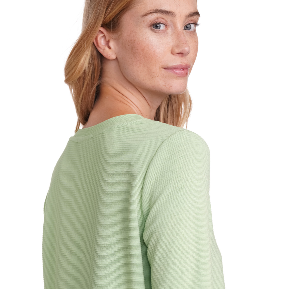 Damen Langarmshirt in strukturierter Qualität hellgrün