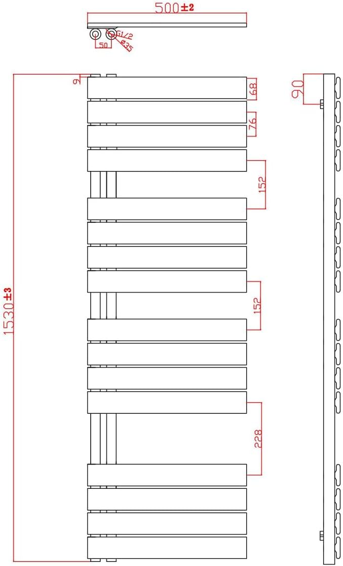 Badheizkörper Elektrisch mit Thermostat 1540x500mm, Weiß Handtuchtrockner Elektrisch Flach Design Handtuchheizkörper Seitenanschluss mit Heizstab Timer Handtuchwärmer 1000W