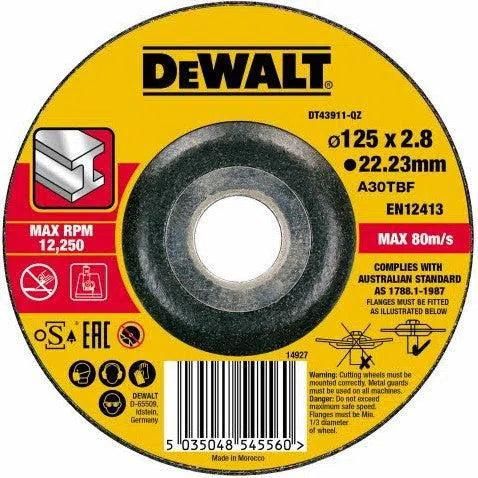 DeWALT DT43911 Doorslijpschijven 125x22.2x3mm. Metaal VE=1