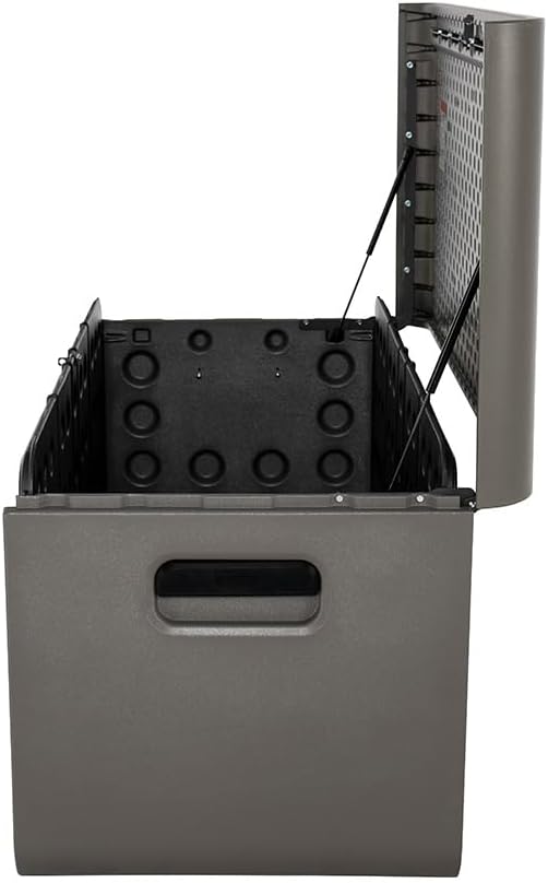LIFETIME Gartenbox Space XL | 625 L | Grau | Kissenbox & Auflagenbox | mit Gasdruckfeder | Schlossvorrichtung | HDPE Kunststoff | Tragegriffe | wetterfest & UV-beständig
