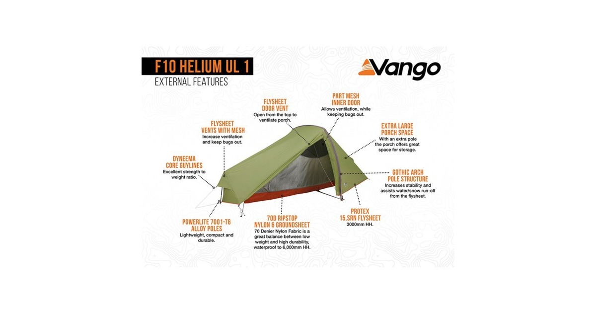 VangoF10 Helium UL 1 tent  (Donkergroen)