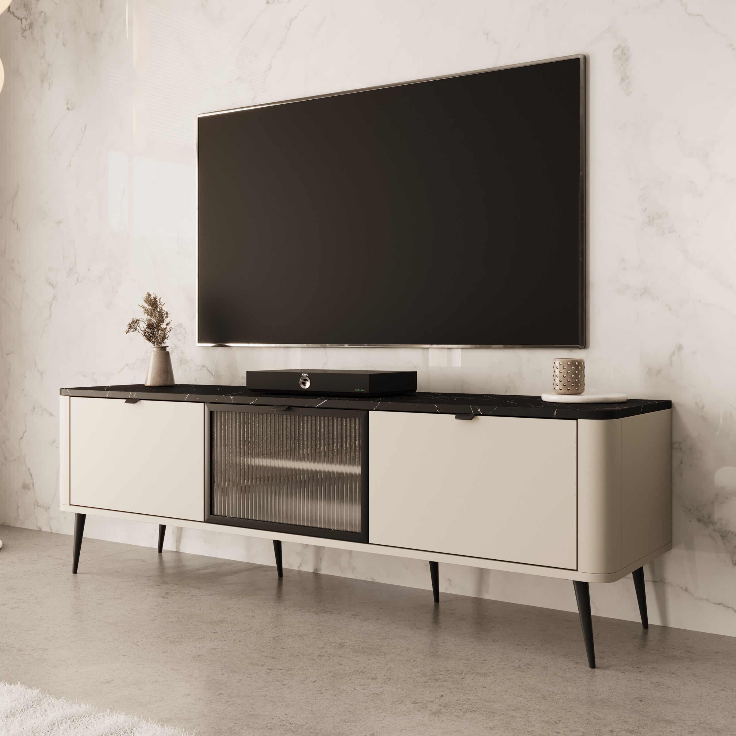 Mace - TV-Meubel - Beige - 160x40x52 cm