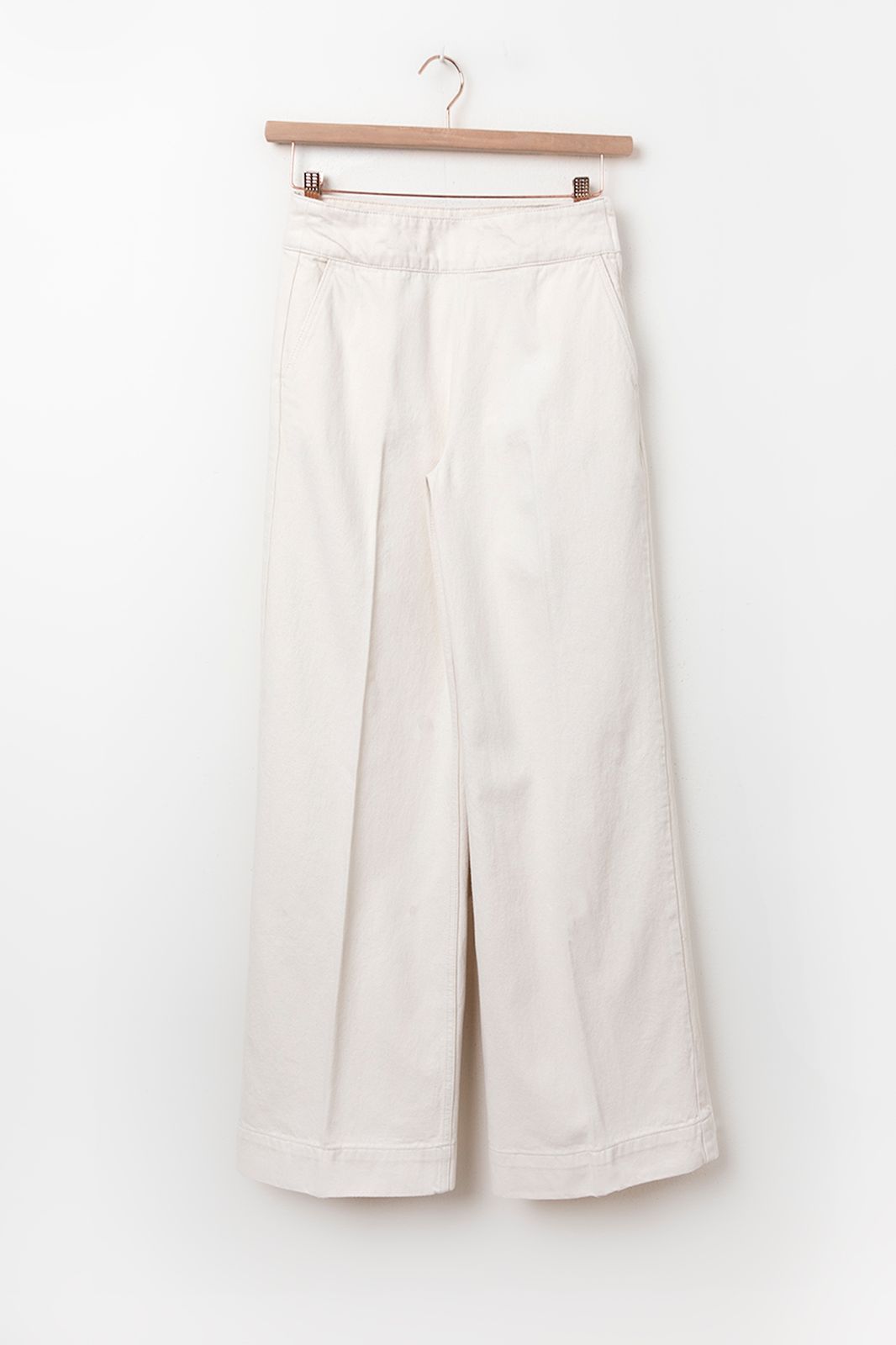 Witte wide leg denim broek met rits