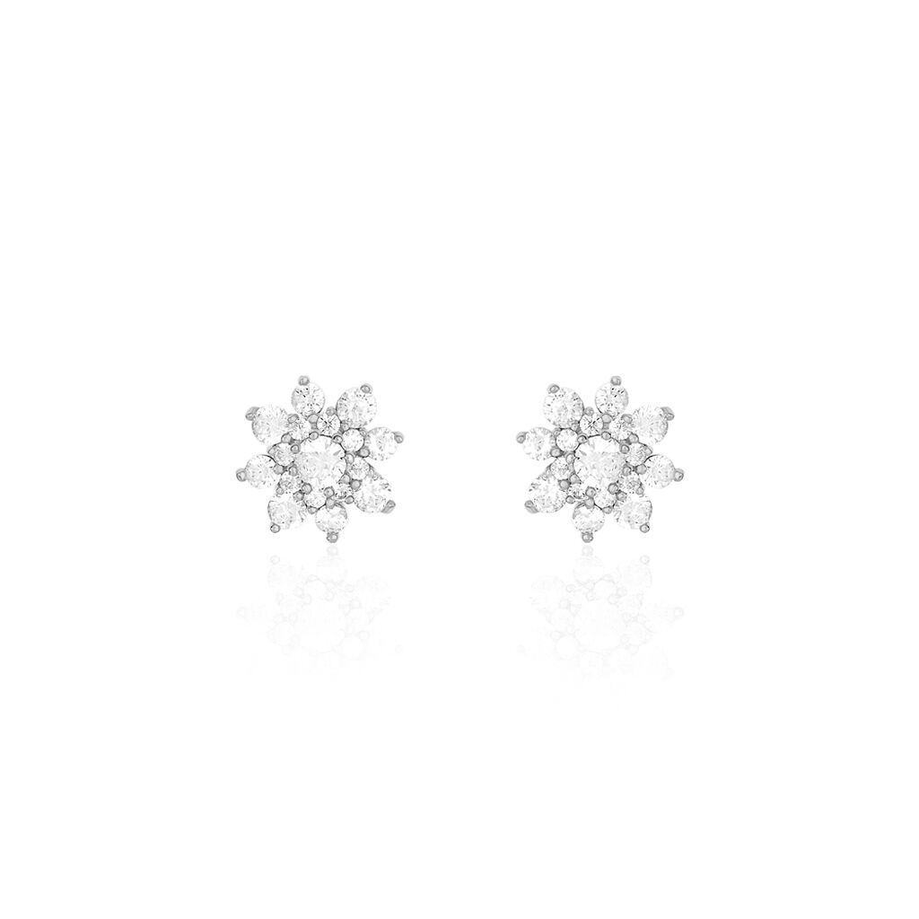 Boucles D'oreilles Puces Lorraine Argent Blanc Oxyde De Zirconium