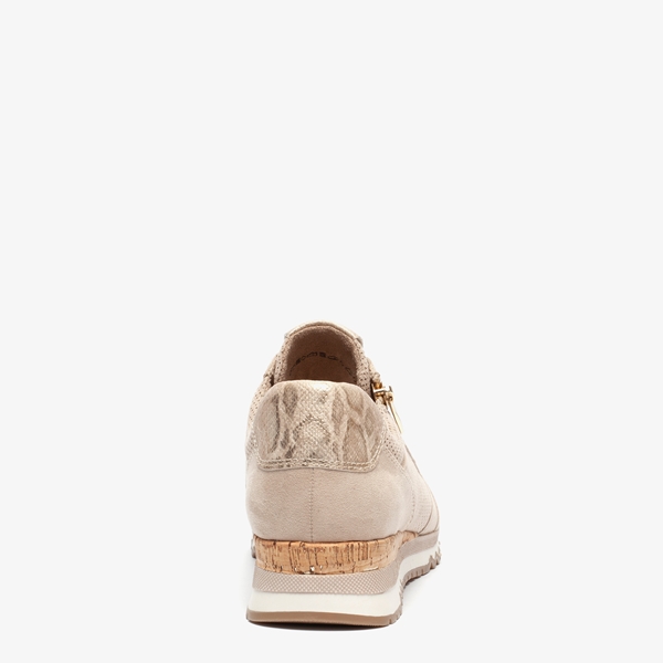 Nova dames sneakers beige met kurk details