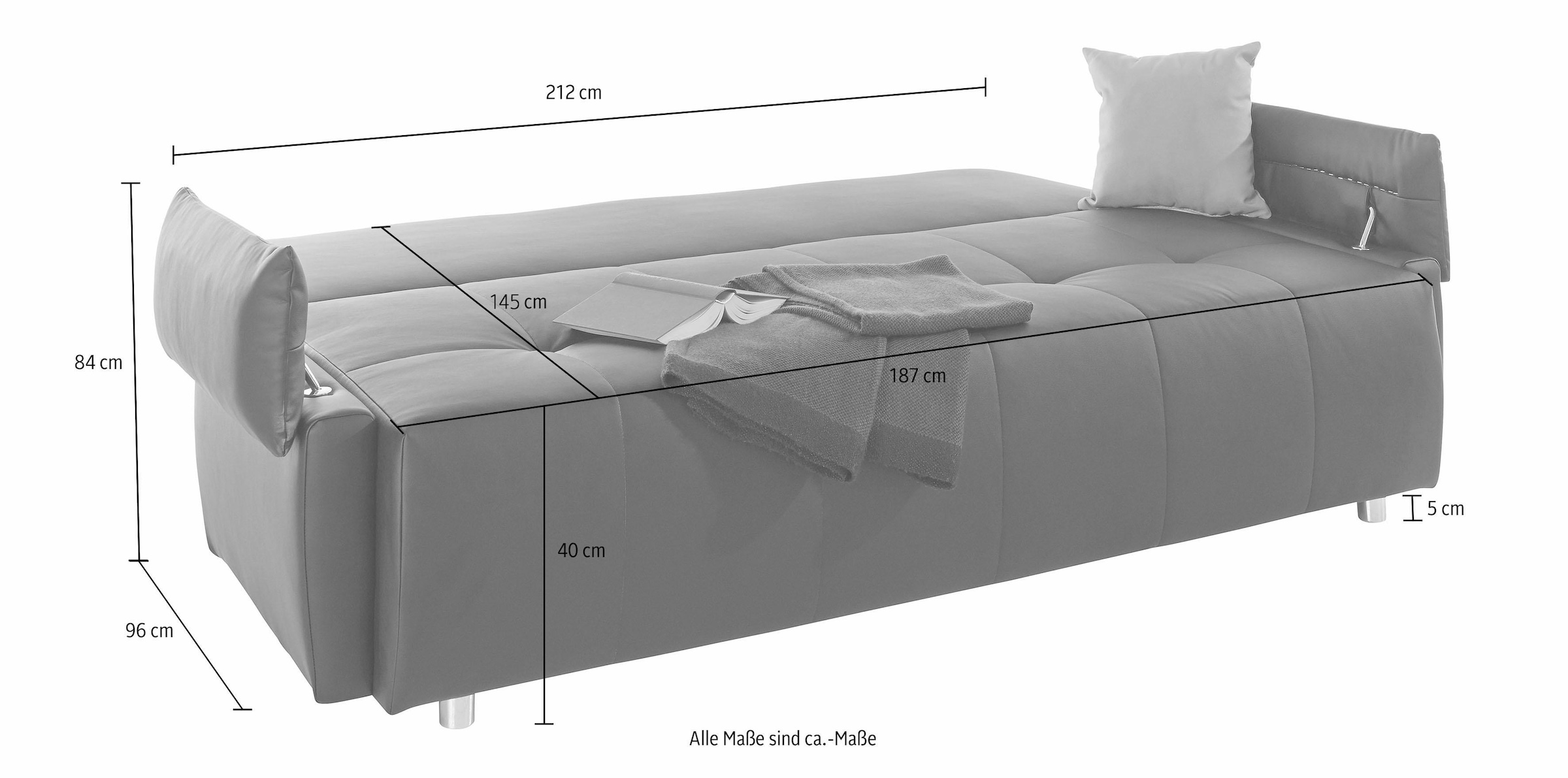 COLLECTION AB Schlafsofa »Funtastic« mit Federkern, Bettfunktion, inklusive 2 Rücken- und 1 Zierkissen
