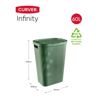 Curver Infinity Dots wasmand 60 liter groen incl. deksel