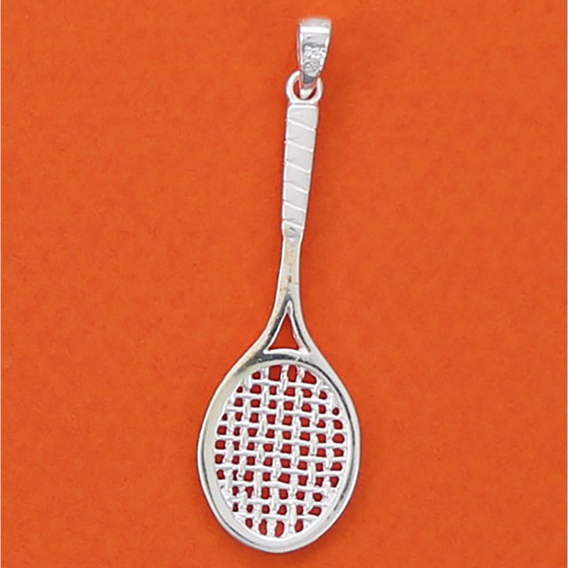 Pendentif grande raquette de tennis - Argent massif