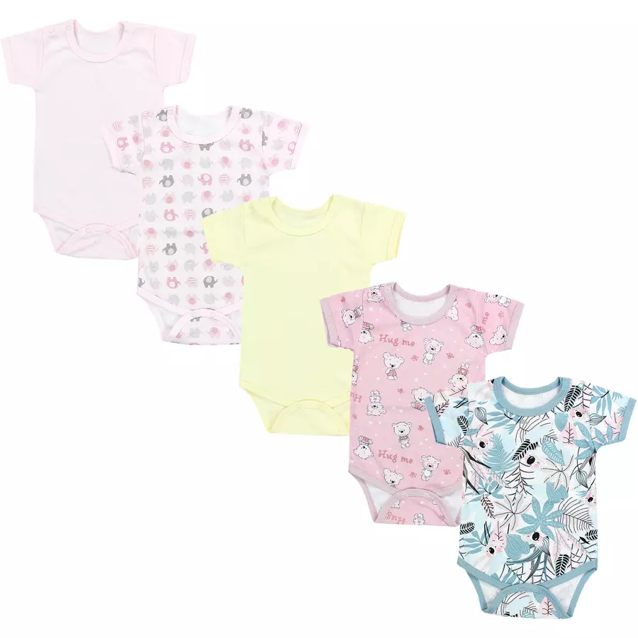 TupTam Mädchen Baby Body Kurzarm 5er Pack rosagelb