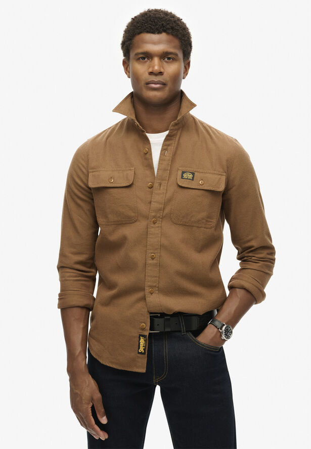 Superdry FLANNEL WORKWEAR SHIRT Sandstone brown