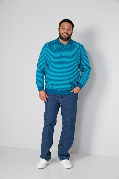 Boston Park Poloshirt, Langarm, Bauchfit, Ringel, bis 80/82