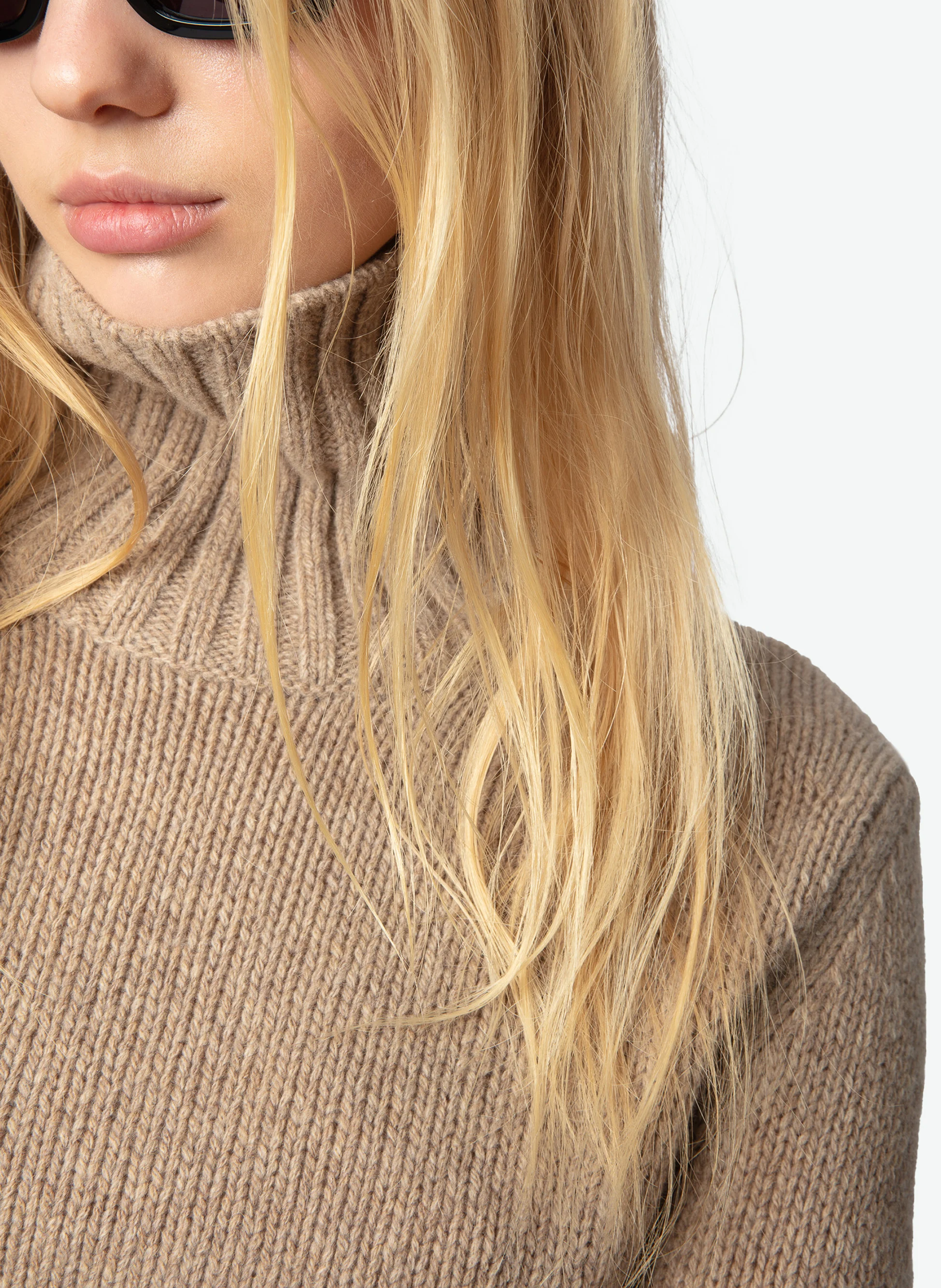NALMA - Pull imprimé en laine mérinos | Beige
