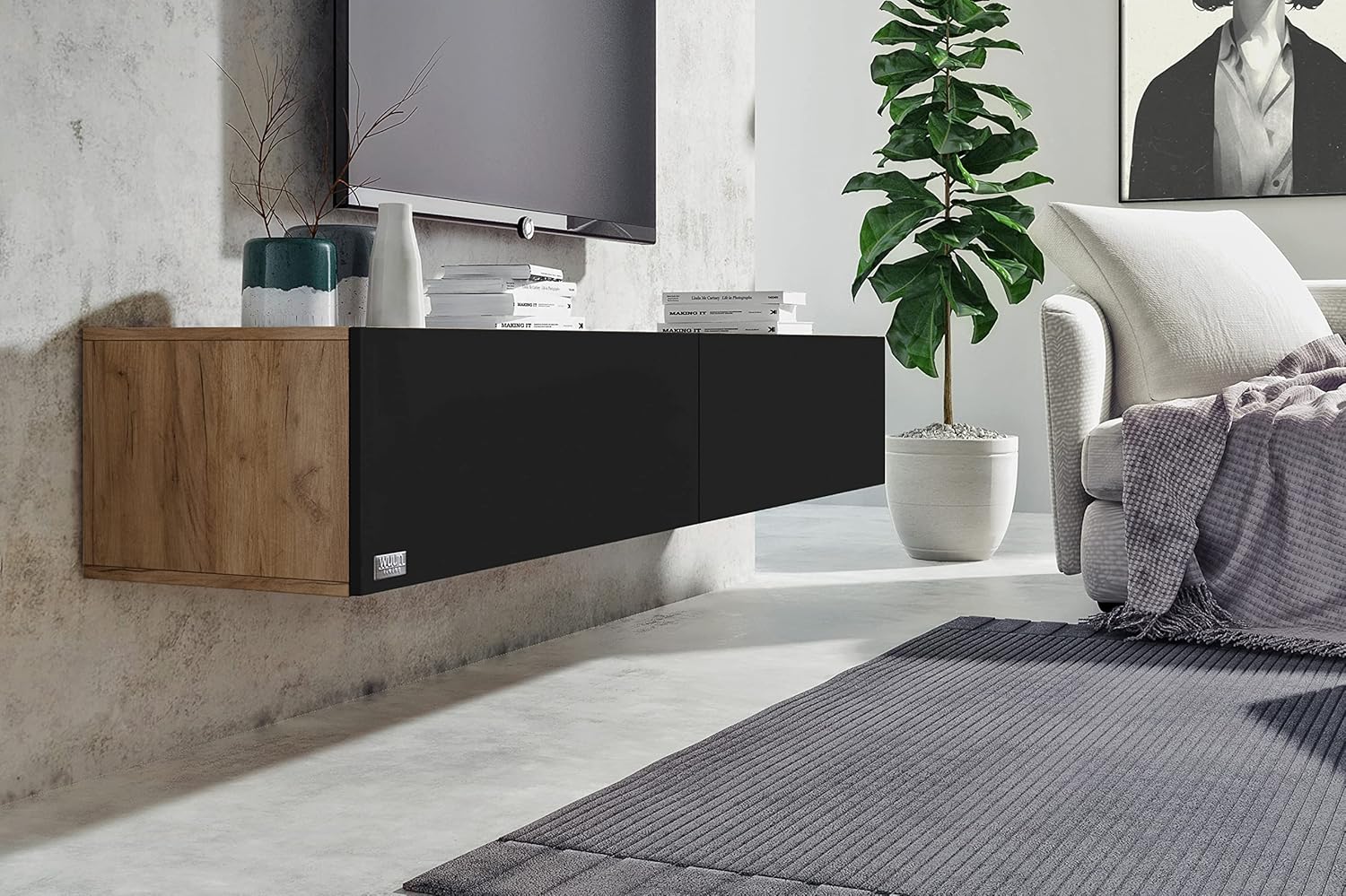 Wuun® TV-Lowboard Somero I 100cm bis 360cm I TV-Schrank & Hängeschrank für Wohnzimmer I Verschiedene Varianten
