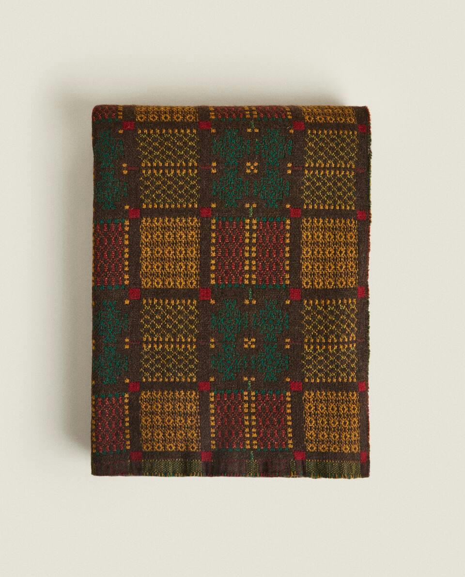 Manta de lã jacquard multicolorida para o Natal