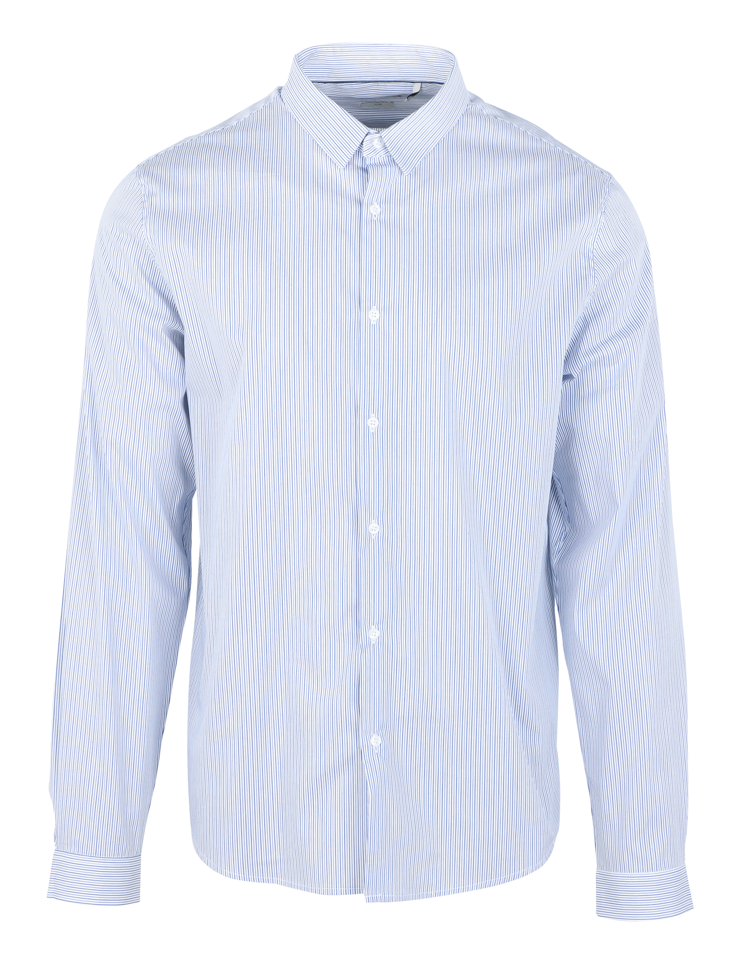 Chemise slim-fit rayée en coton mélangé | Bleu