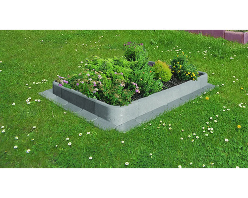 Betonnen gazonrandsteen, grijs, aan beide zijden afgerond, 100 cm x 5 cm x 25 cm