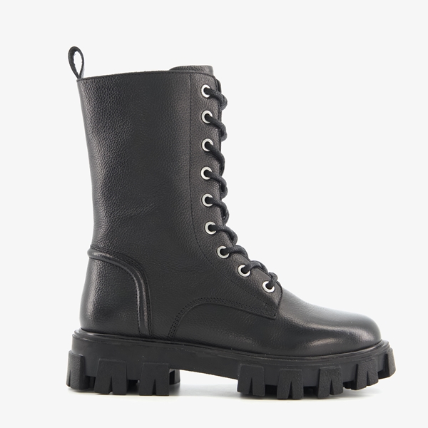 Groot leren meisjes veterboots met chunky zool