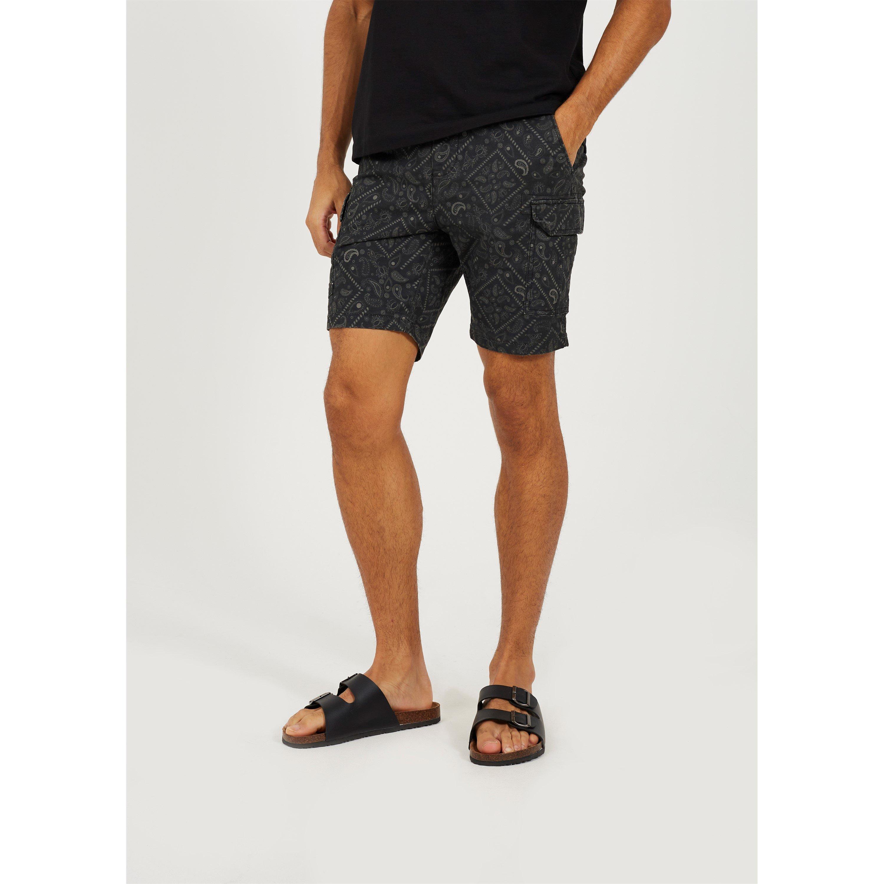 Brave Soul Bandana Print Cargo Shorts