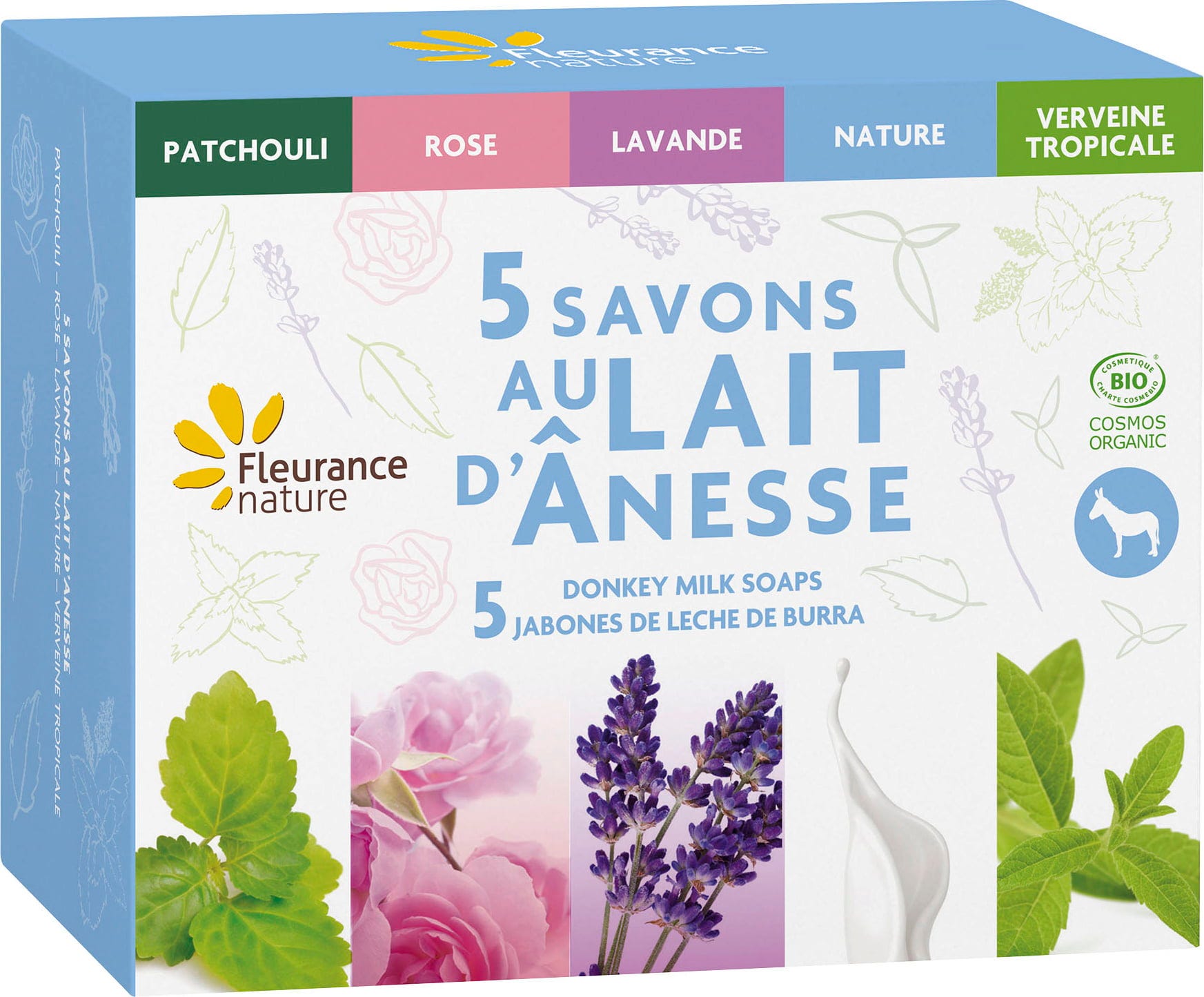 Fleurance nature  Set of 5 Donkey Milk Soaps, 500 g