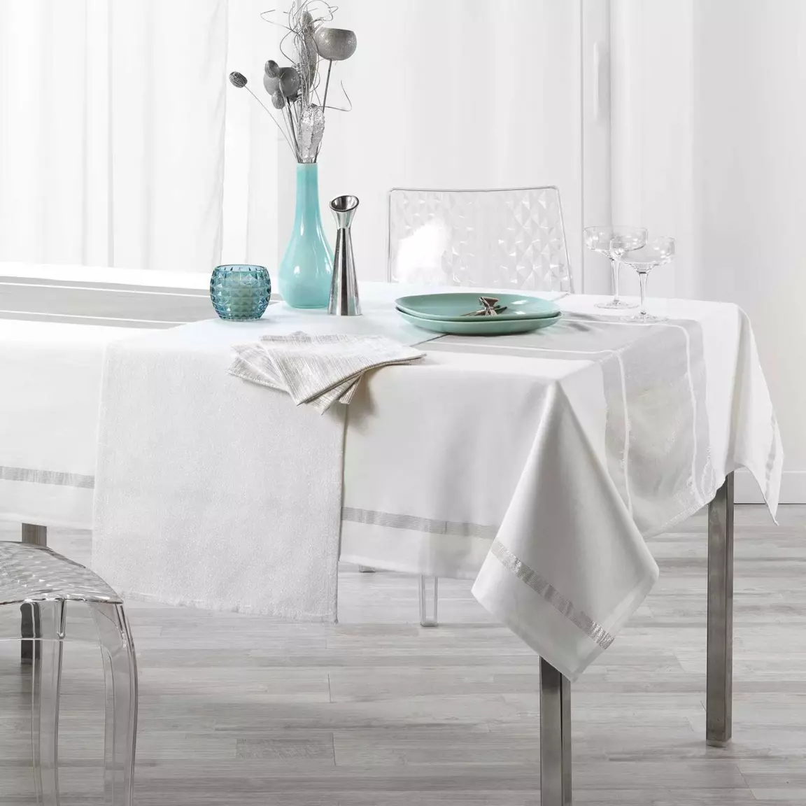 Nappe rectangulaire (L240 cm) Elegancia Argent