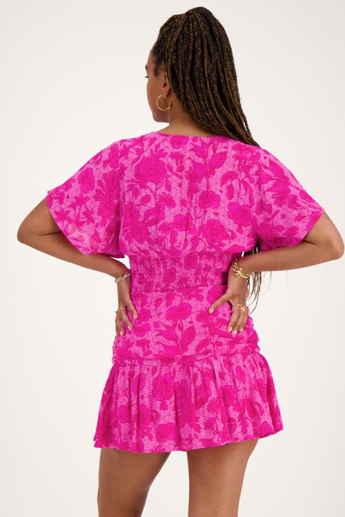 Roze top met bloemenprint en smock