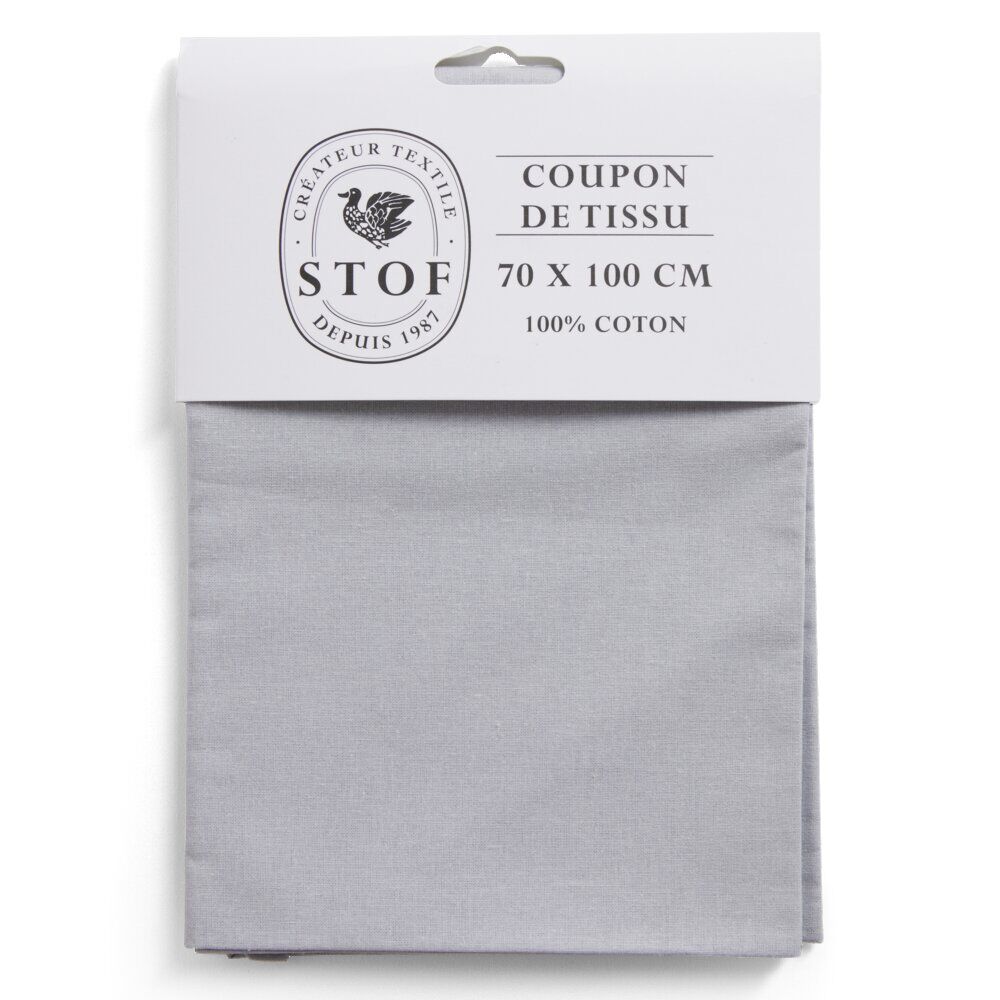 Coupon tissu coton 70x100cm gris perle