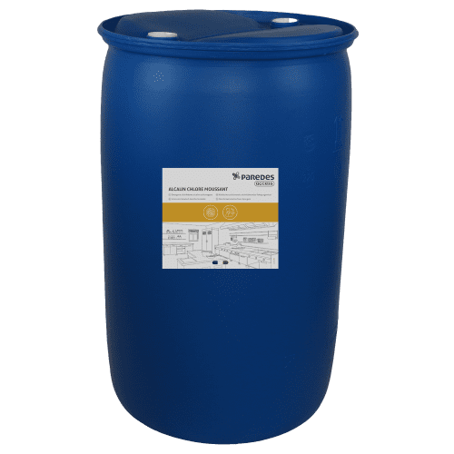 Détergent désinfectant alcalin moussant Paredes Access Alcalin chloré moussant fût de 230Kg
