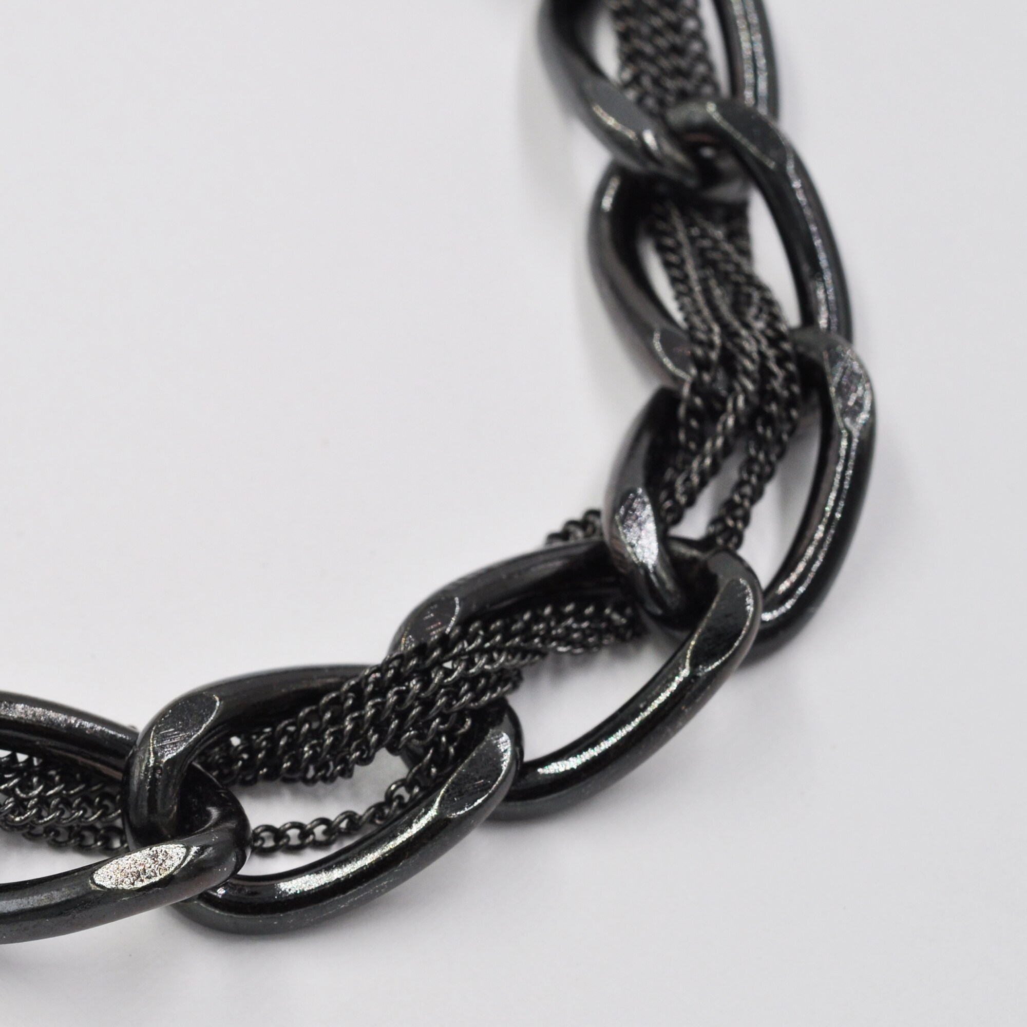 Steuer Modeschmuck Kette schwarze Metall Gliederkette