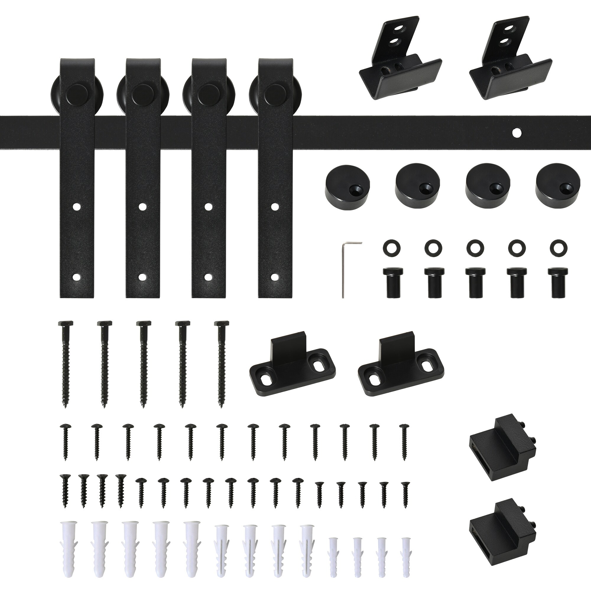 HOMCOM Schiebetürsystem Geeignet für Schrank, TV-Stände und mehr, Schiebetür-Kit, Geeignet für verschiedene Türpaneele Schwarz 183 x 0,6 x 18 cm (BxTxH)