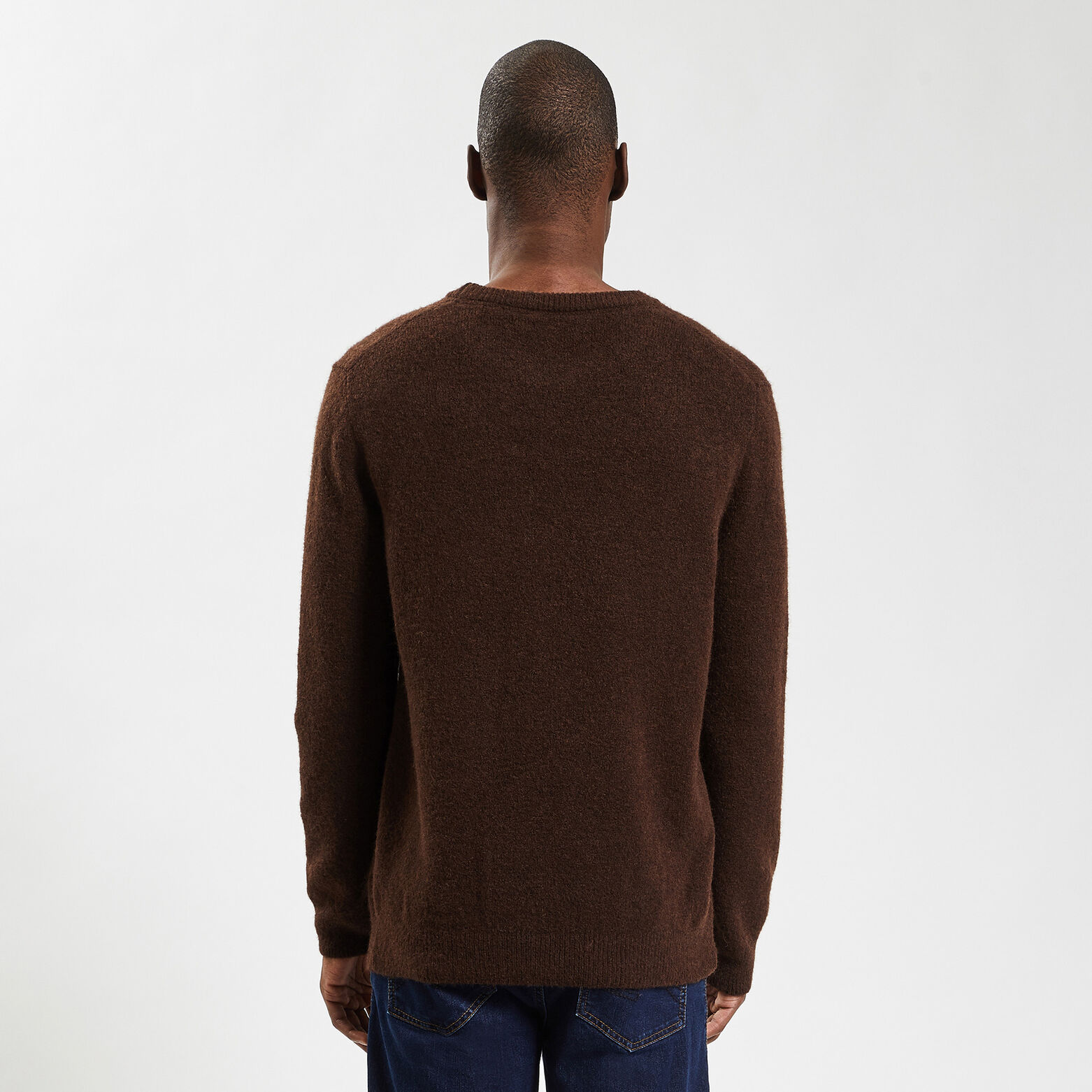 Pull col rond épais Marron