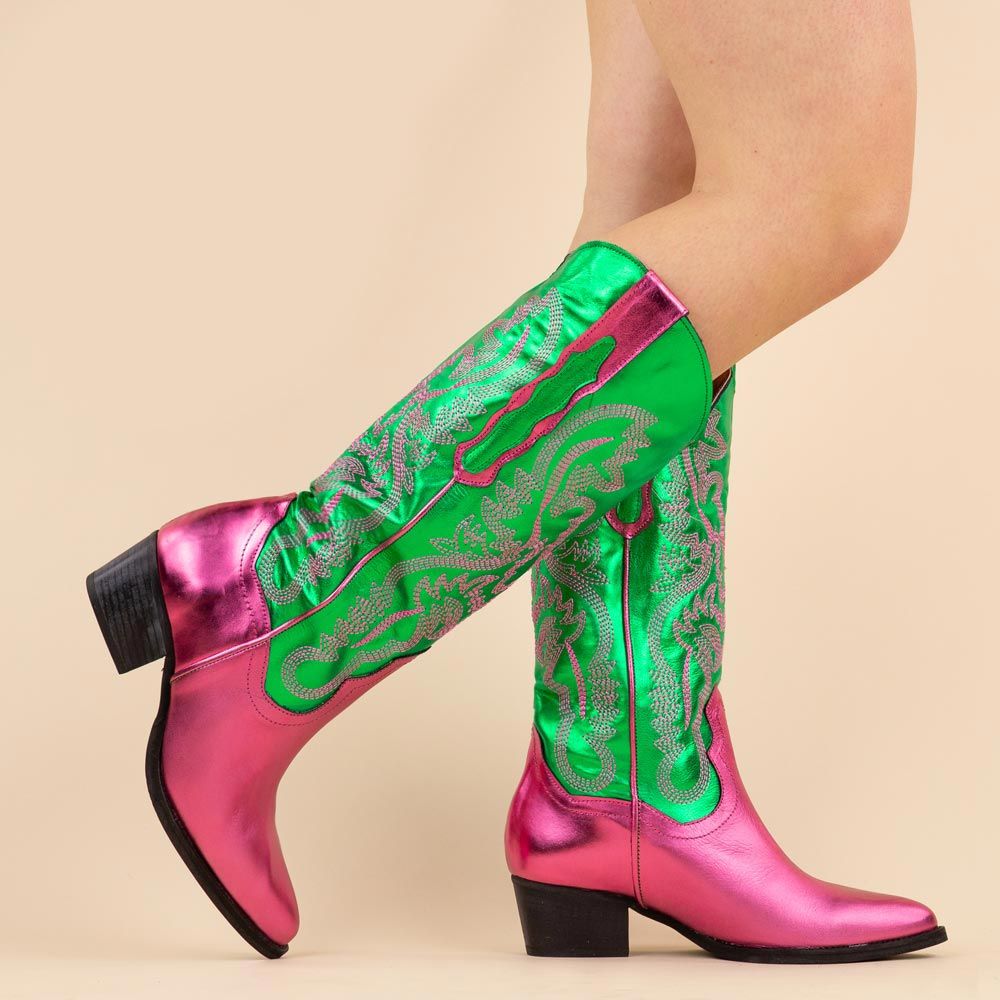 DWRS cowboyboots 271179 Tulsa roze - groen