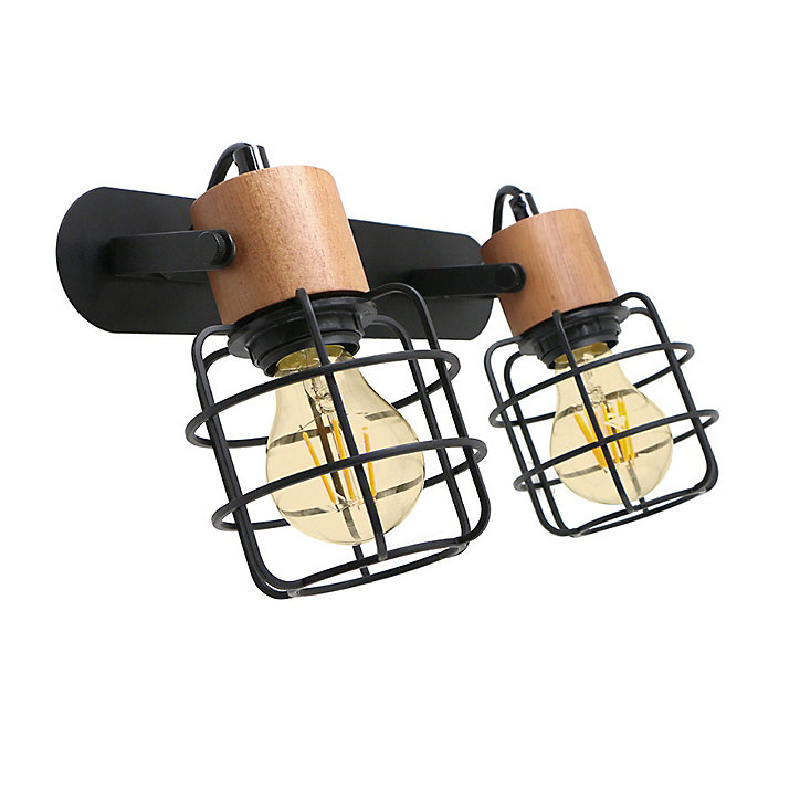 Réglette spot 2 lumières E27 40W Seynave Wayne noir L.3 x L.1,7 x H.1.8 cm
