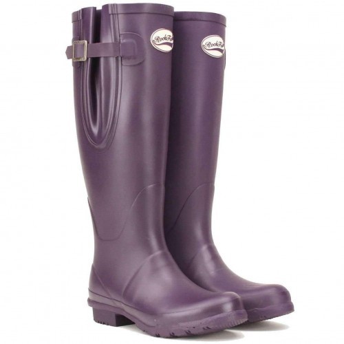 Botas de chuva femininas de cano alto na cor roxa uva