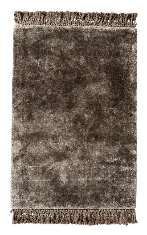 Nordal  Noble gulvtæppe med frynser, varm grå - 160x240 cm.