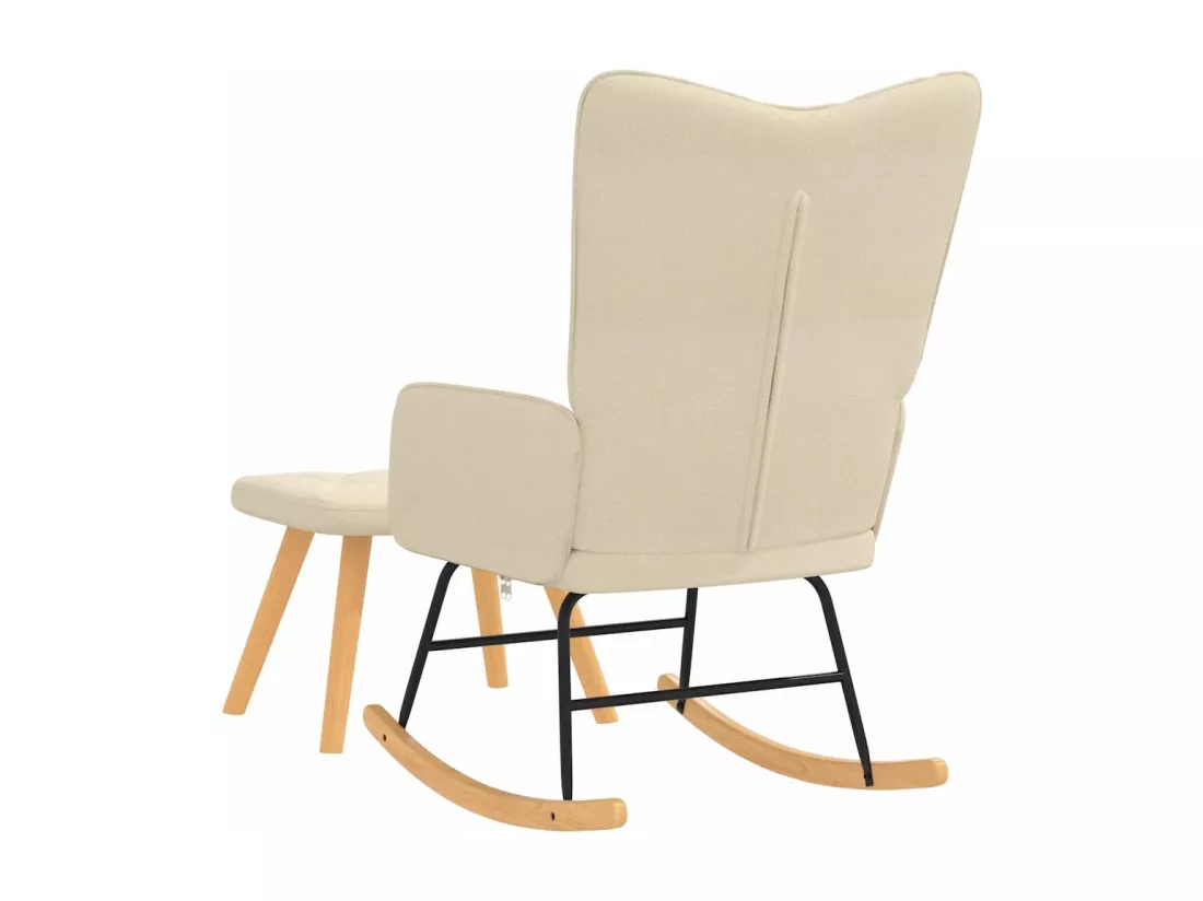 Chaise à bascule avec repose-pied Crème Tissu