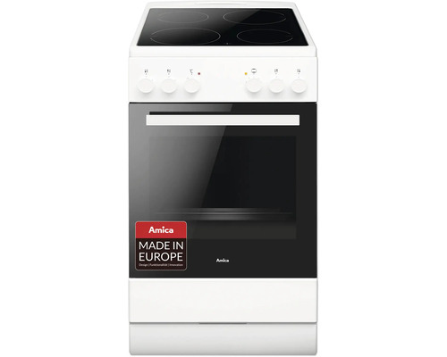 Amica vrijstaand fornuis met glaskeramische kookplaat SHC 903 031 W, bruikbaar volume 65 l, BxHxD 500 x 850 x 600 mm