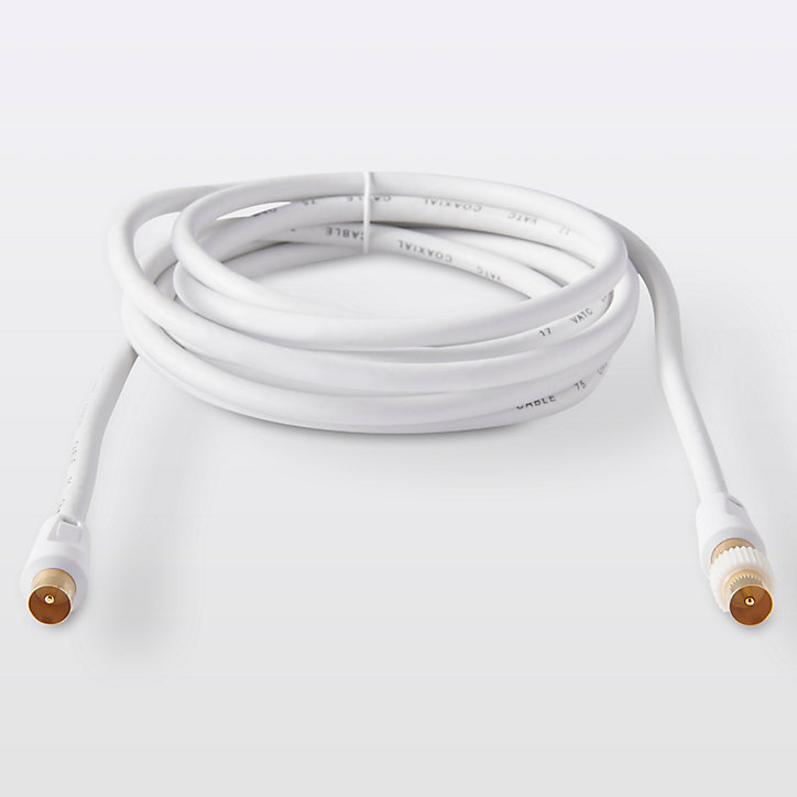 Câble coaxial Mâle / Femelle + adaptateur Mâle / Mâle blanc Blyss Or, 3 m