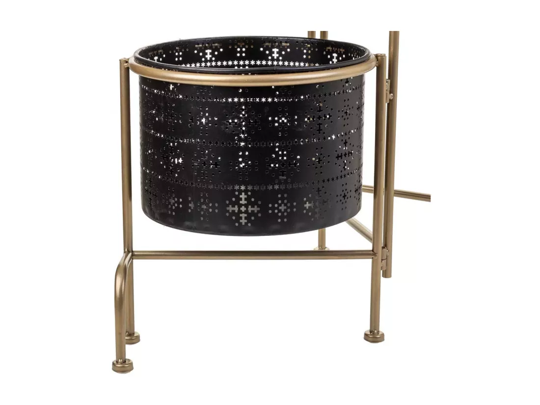 Jardinières en métal pour 3 personnes avec support en métal noir 80x26x68h cm