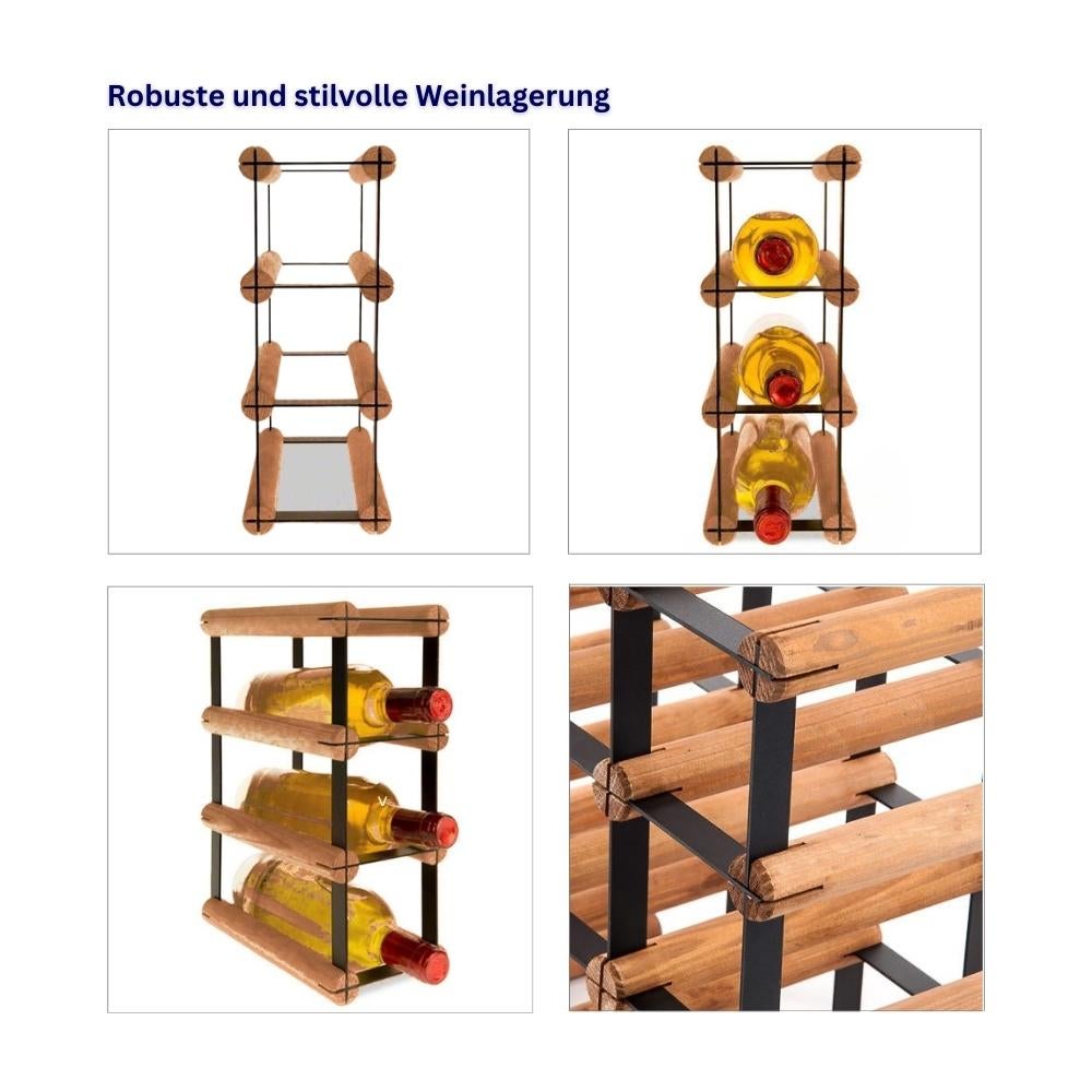 PROREGAL Modulair Wijnrek Vinotega Mod Metaal HxBxD 32,5 x 12,5 x 24,5 cm 1 x 3 Flessen Massief grenenhout Bruin Geolied